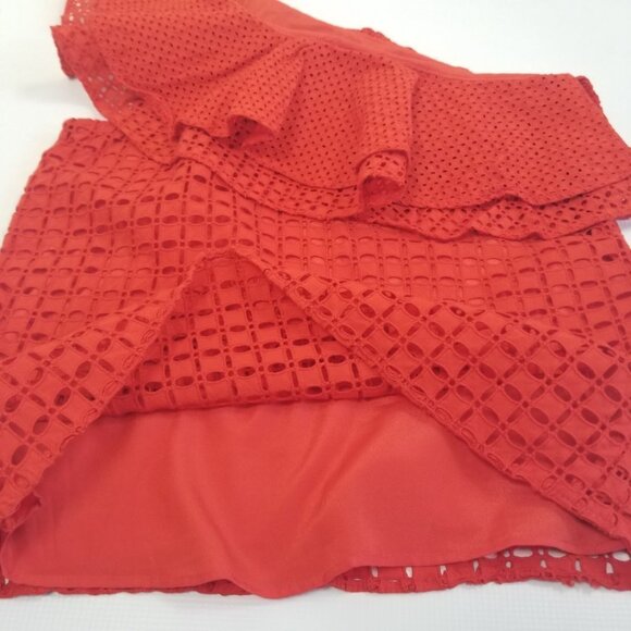 J Crew One Shoulder Eyelet Ruffle Top Size 00 - Picture 5 of 5